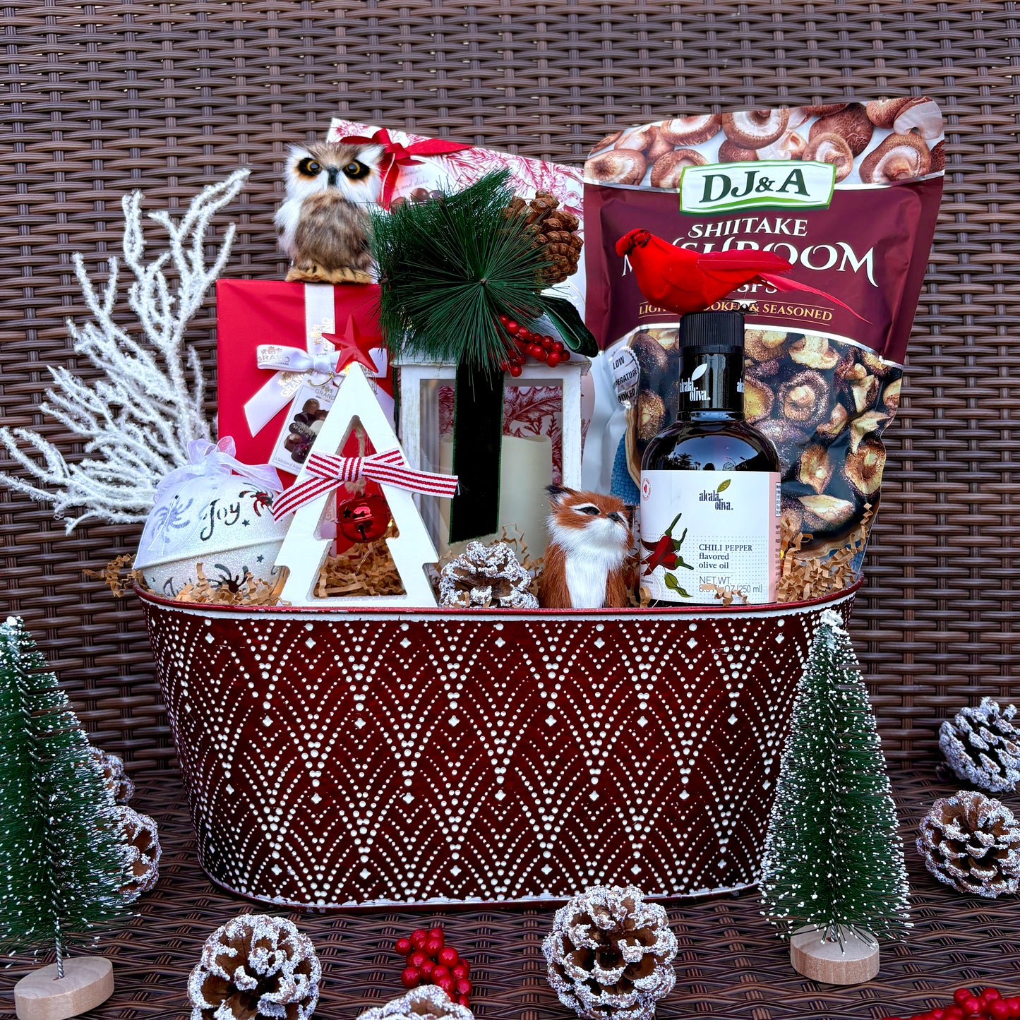 Red & White Tree Basket