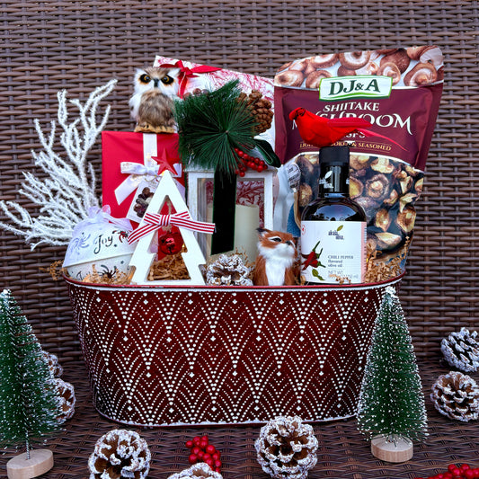 Red & White Tree Basket